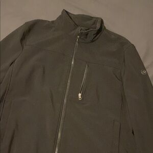 Calvin Klein Black Windbreaker with Stand-up Collar and Metal Zipper